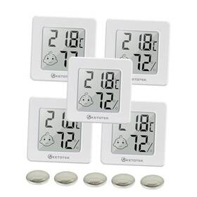 Ktht02 Ketotek Digital Thermometer Room Hygrometer 5 Pack Indoor Mini Temperature And White