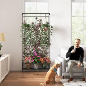 Otgd604-r1 Kinbor Metal Plant Stand Flower Pot Shelf Indoor Garden Holder Display With Trellis