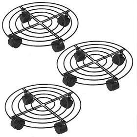 Kinjoek 3 Packs 11.81 Inches Metal Plant Caddy Flower Pots Stand Set