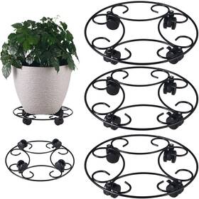 Kvyusflourish 738056478138 3 Packs Metal Plant Caddy With Wheels 12.8 Inch Rolling Stands Heavy-duty W