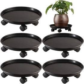 Kvyusflourish 774144343445 5 Packs Extra-large Plant Caddy With Wheels 15 Inch Rolling Stands Heavy-du