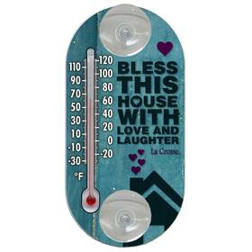 La Crosse 204-154b Red Thermometer Indoor Outdoor Durable Resin Suction Cups 20f To 120f