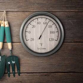La Crosse 445023980916 8 Inch Analog Thermometer With Birch Tree Dial