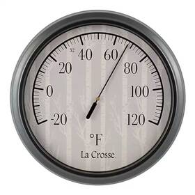 La Crosse 445041614657 8 Inch Analog Thermometer With Birch Tree Dial