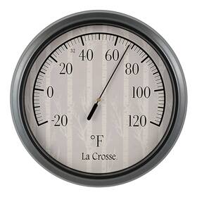 La Crosse Technology 757456078021 Outdoor Thermometer With Birch Tree Dial 8 Inch - Large Round Analog Temperature