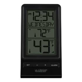 308-1415bw La Crosse Technology 757456082721 Digital Wireless Thermometer With Time Black