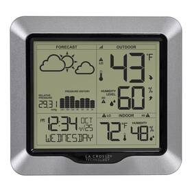 Mo308-1417 La Crosse Technology Silver Digital Weather Station Forecast Atomic Time Temperature Humidity Sensor