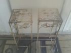 Lb-1708 Unbranded Metal Plant Stands Cast Iron Gold Leafed Antique Vintage