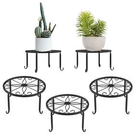 Lewondr 651074396003 Metal Potted Plant Stands 3 Pack 9 Inch Heavy Duty Rustproof Iron Round Flower Po