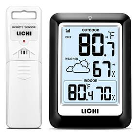 Lc85 Lichi Indoor Outdoor Thermometer Wireless Weather Station Internal External Thermom