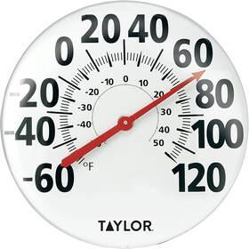 Lifetime Brands Inc. 313036857853 Taylor Extra Large Metal Wall Indoor Outdoor Thermometer Easy To Read Numbers F