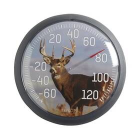 6769 Lifetime Brands Inc. White Tail Deer Large Indoor Outdoor Dial Thermometer Wireless
