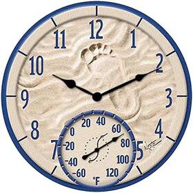 91501m Lifetime Brands Inc. By The Sea Poly Resin Indoor And Outdoor Clock Thermometer Decorative E