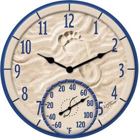 91501t Lifetime Brands Inc. Taylor By The Sea Poly Resin Indoor And Outdoor Clock Thermometer 14 Inch