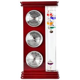 Lilys Home 810015931066 Analog Weather Station With Galileo Thermometer Precision Silver