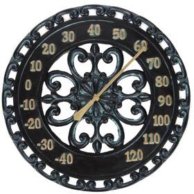 Lilys Home B078df9qdl Hanging Verdigris Wall Dial Thermometer Ideal For Indoor And Outdoo
