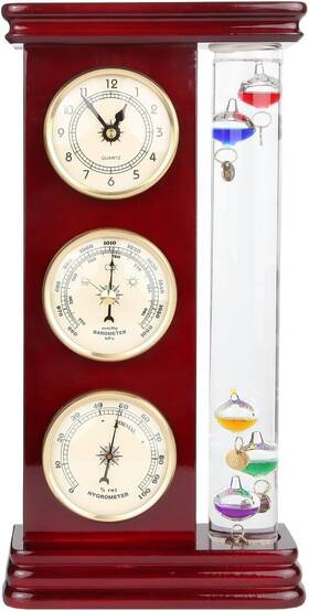 Gl08 Lilys Home Analog Weather Station With Galileo Thermometer A Gold