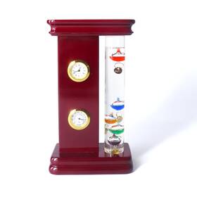 Lilys Home Sw1617 Analog Weather Station With Galileo Thermometer Quartz Mahogany