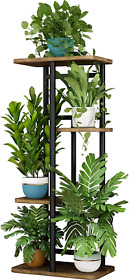 Linzinar Plant Stand 4 Tier 5 Potted Indoor Shelf Multiple Stands For Gard