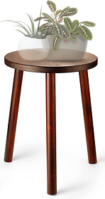 Litada Wood Plant Stand Mid Century Small Side Table 15.8 Tall Round