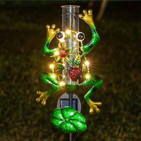 0xtk Litake Pho Frog Rain Gauge Outdoor Decorative Metal Solar Gauges 6 Inch