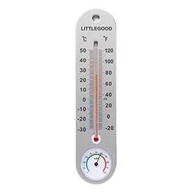 Littlegood 719889700368 Thermometer Indoor With Humidity 9.8 Inch Wall Vertical Thermometer/hygrome