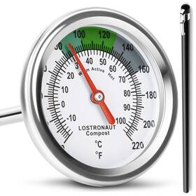 Lostronaut 850009620323 Long Stem Compost Soil Thermometer - Fast Response Stainless Steel 16 Inch