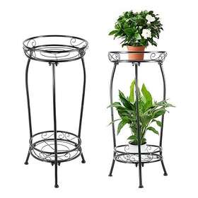 Loyal Tiger 768502412515 2ps Plant Stand Indoor Outdoor 2 Tier 27 Inch Tall Metal Potted Holder Rack Flowe