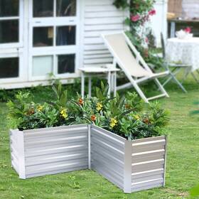 Luxenhome 810053168363 L-shaped Galvanized Steel Raised Garden Bed