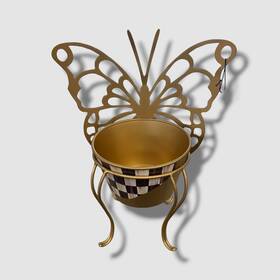 Mackenzie-childs 820115677931 69 Black Checker Butterfly Plant Holder