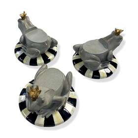 Mackenzie-childs 840115632433 98 Gray Frog Flower Pot Plant Holder Stand Set