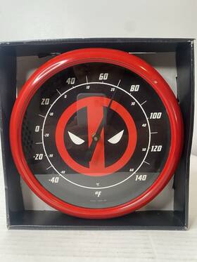 Th-6402 Marvel Deadpool Emblem Indoor And Outdoor Thermometer New