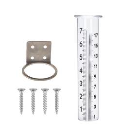 Mateda 722516910948 7 Inch Capacity Rain Gauge With Stainless Steel Mounting Rack Clear