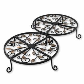 Maypes 745603711303 Metal Plant Stand 2-pcs Set 12-inch Outdoor And Indoor Modern