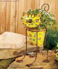 Cosltd-487010-1gyx-cat Metal Container Accent Pot Flower Cat Outdoor Decore Yard Garden Planter Yellow
