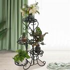 Tei663044 Metal Plant Flower Pot Stand 4 Tier Display Shelf Vintage Indoor Outdoor Garden