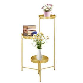 Metal Plant Stand 3 Tier Large Gold Indoor Outdoor