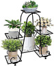 Metal Plant Stand 6 In 1 Rack Holder Rust-resistant Indoor Outdoor Weatherproof