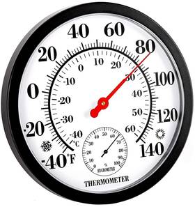 Miksus 783495028093 10.5 Inch New Premium Large Numbers Wall Thermometer Hygrometer Outdoor Indoor Wa