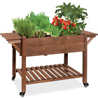 Mobile Raised Garden Bed Elevated Wood Planter Box 57 X 20 33 Inch Brown New