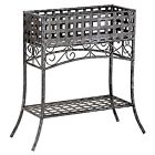 Mrps7495 Unbranded Elevated Rectangular Metal Planter Stand In Black Wrought Iron