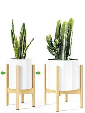 Mudeela 751565280283 Adjustable Plant Stand Indoor Bamboo 8 To 12 Inches Single Floo