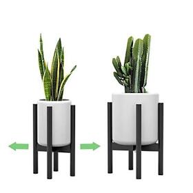 Mudeela Adjustable Plant Stand 8 To 12 Inches Bamboo Mid Century Modern