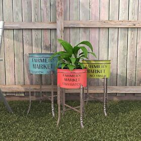 28round Multi Iron Farmhouse Planter Set Of 3 16 X Multi-color