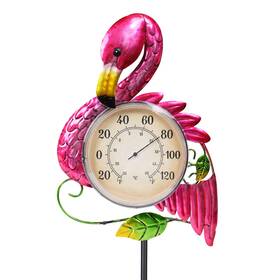 4862850 Mumtop Outdoor Thermometer 42 Inch Metal Flamingo Solar Lights With Stake For Patio
