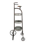N-a Benzara Vintage Style Metal Tricycle Planter Stand Silver 192551017061