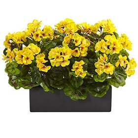 6949-yl Nearly Natural Geranium Silk Plant In Rectangular Planter Uv Resistant Indoor/outdoor
