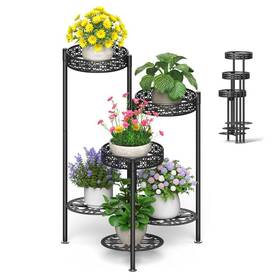 Nidouillet 894663936303 Metal Plant Stand 6 Tier Folding Corner Flower Shelf For Indoor Outdoo