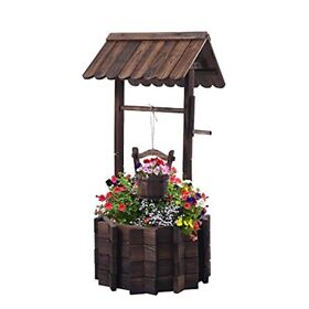 Notume Wooden Wishing Wells For Outdoors With Hanging Bucket Well