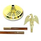 Online Stores Indoor Oak Flagpole Set Base Topper And Pole 9 Gold Plastic Spear 190140506187